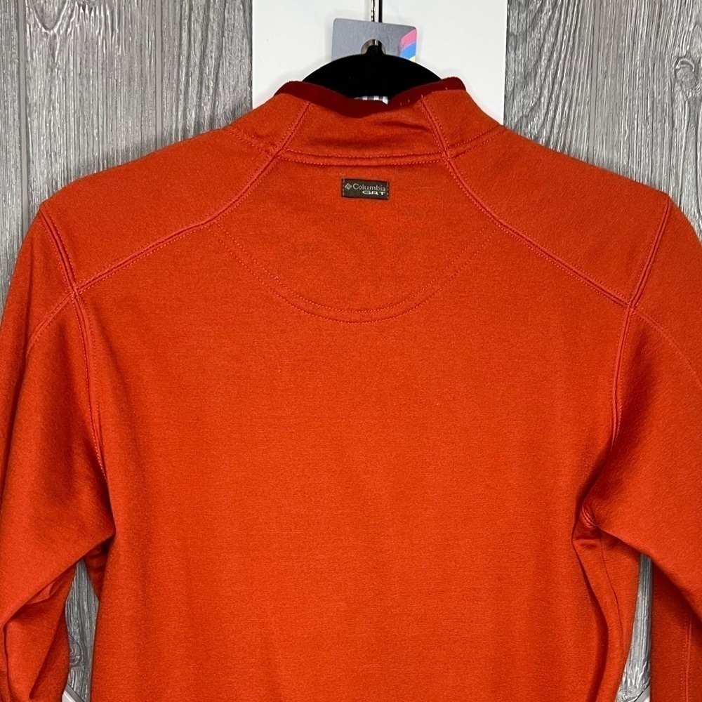 328. Columbia 1/4 Zip Pullover Orange w/maroon red trim. - Picture 2 of 11